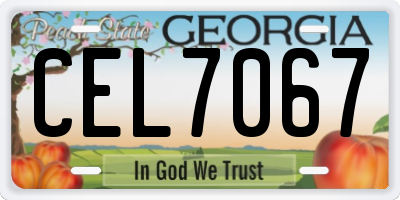 GA license plate CEL7067