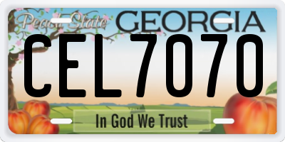 GA license plate CEL7070