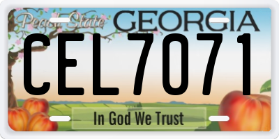 GA license plate CEL7071