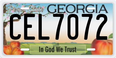 GA license plate CEL7072