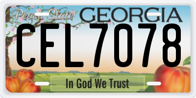 GA license plate CEL7078