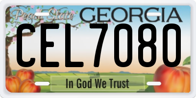 GA license plate CEL7080