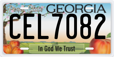GA license plate CEL7082