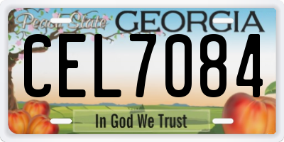 GA license plate CEL7084