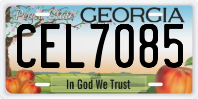 GA license plate CEL7085