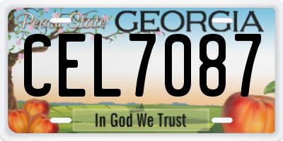 GA license plate CEL7087