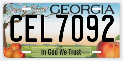 GA license plate CEL7092