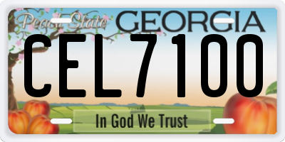 GA license plate CEL7100