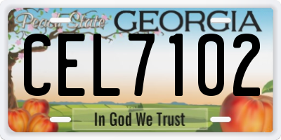 GA license plate CEL7102