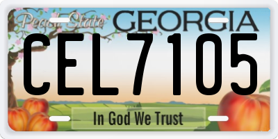 GA license plate CEL7105