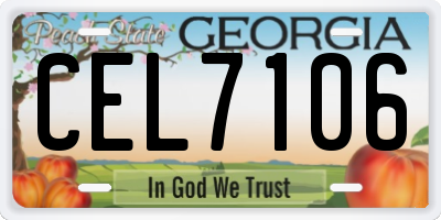 GA license plate CEL7106
