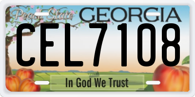 GA license plate CEL7108