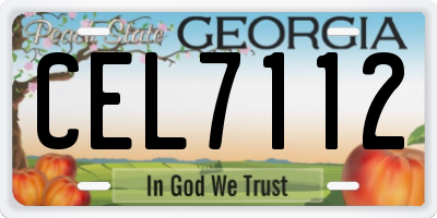 GA license plate CEL7112