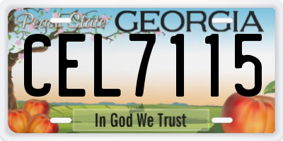 GA license plate CEL7115