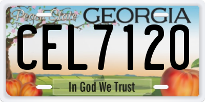 GA license plate CEL7120
