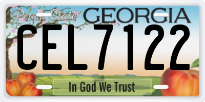 GA license plate CEL7122