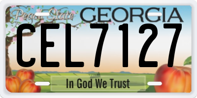 GA license plate CEL7127