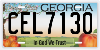 GA license plate CEL7130
