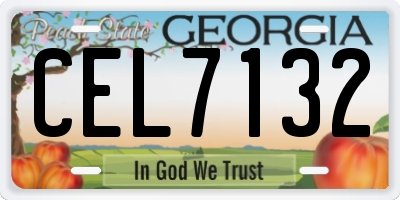 GA license plate CEL7132