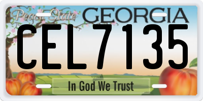 GA license plate CEL7135