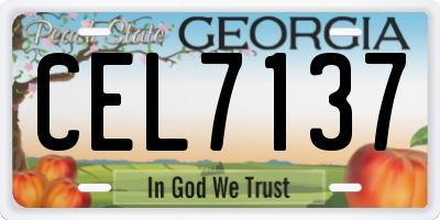 GA license plate CEL7137