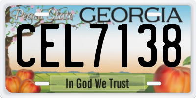GA license plate CEL7138