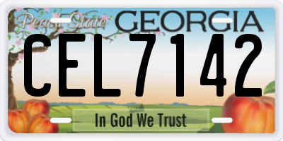 GA license plate CEL7142