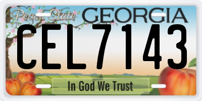 GA license plate CEL7143
