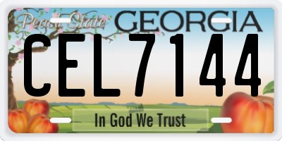 GA license plate CEL7144