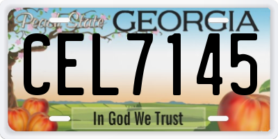 GA license plate CEL7145