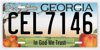 GA license plate CEL7146