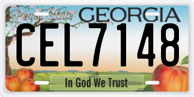 GA license plate CEL7148
