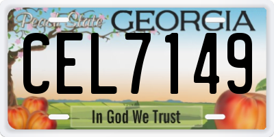 GA license plate CEL7149