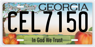 GA license plate CEL7150