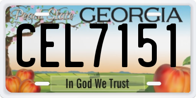 GA license plate CEL7151