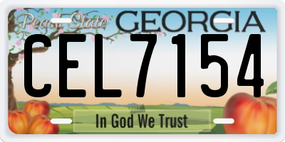 GA license plate CEL7154