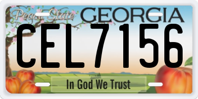 GA license plate CEL7156