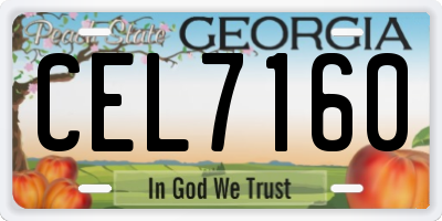 GA license plate CEL7160