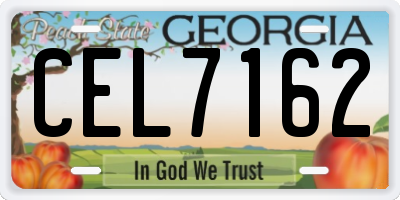 GA license plate CEL7162