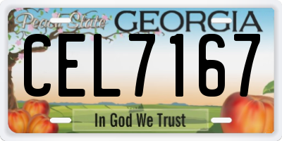 GA license plate CEL7167