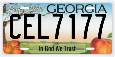 GA license plate CEL7177