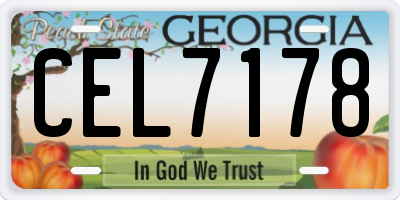 GA license plate CEL7178