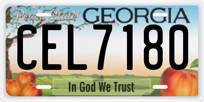GA license plate CEL7180