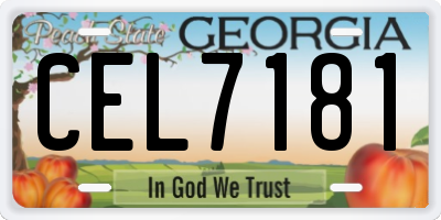 GA license plate CEL7181