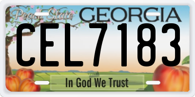 GA license plate CEL7183