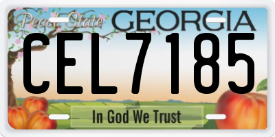 GA license plate CEL7185