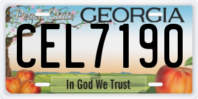GA license plate CEL7190