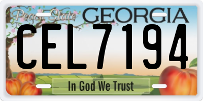 GA license plate CEL7194