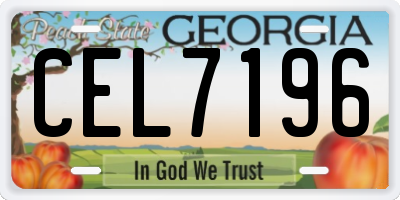 GA license plate CEL7196