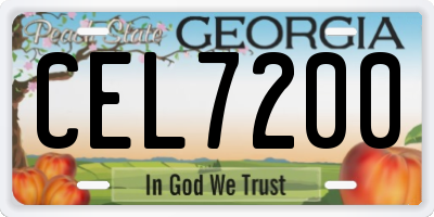 GA license plate CEL7200